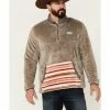 HOOey Men's Solid Brown Stripe Pocket 1/4 Zip Fleece Pullover  -Hooey Shop 2000347167 200 P1
