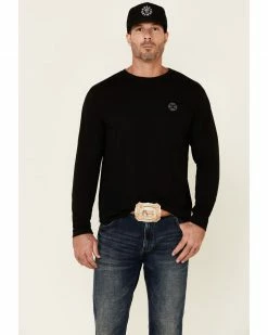 HOOey Men's Black Saloon Logo Back Graphic Long Sleeve T-Shirt 