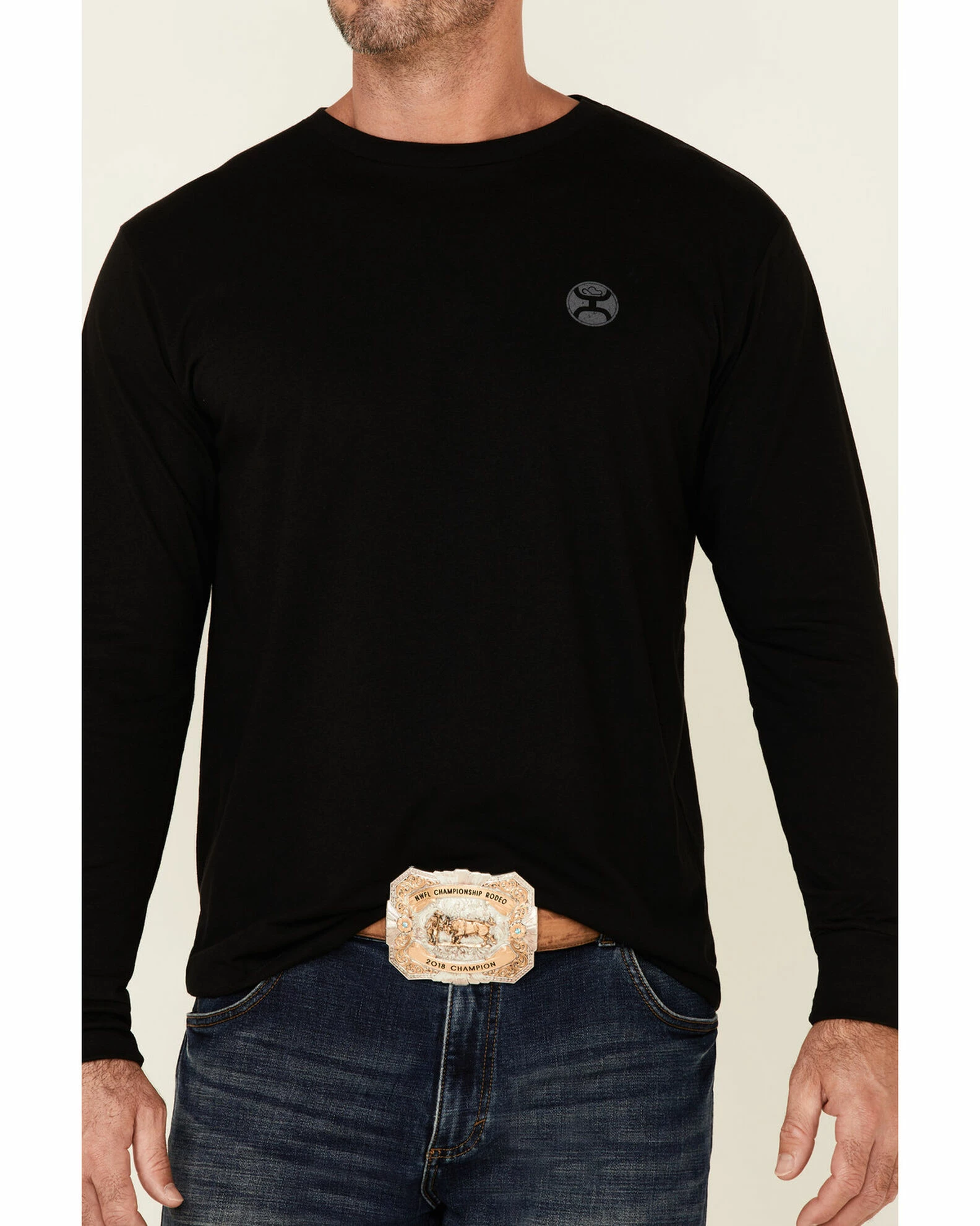 HOOey Men's Black Saloon Logo Back Graphic Long Sleeve T-Shirt 5 HOOey Men's Black Saloon Logo Back Graphic Long Sleeve T-Shirt - Image 3