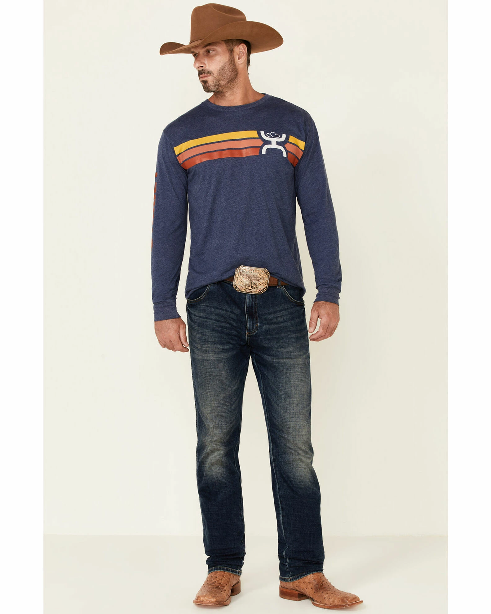 HOOey Men's Sunset Logo Stripe Long Sleeve T-Shirt 4 HOOey Men's Sunset Logo Stripe Long Sleeve T-Shirt - Image 2