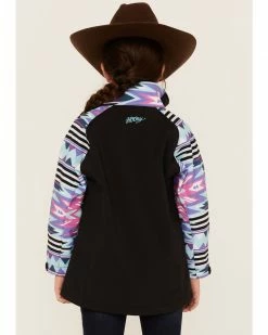 HOOey Girls' Southwestern Print Sleeve Zip-Front Softshell Jacket Black 10 HOOey Girls' Southwestern Print Sleeve Zip-Front Softshell Jacket Black -Hooey Shop 2000354492 001 P4