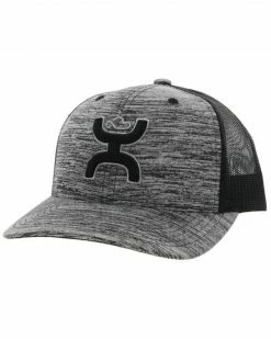 HOOey Men's Sterling Embroidered Logo Mesh Back Trucker Cap  Grey