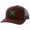 HOOey Men's Primo Logo Patch Mesh Back Trucker Cap  Maroon -Hooey Shop 2000356400 642 P1