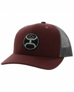 HOOey Men's Primo Logo Patch Mesh Back Trucker Cap Maroon