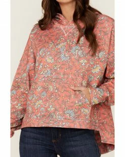 Hooey Women's Oversized Allover Floral Print Red Pullover Hoodie 9 Hooey Women's Oversized Allover Floral Print Red Pullover Hoodie -Hooey Shop 2000360947 600 P3