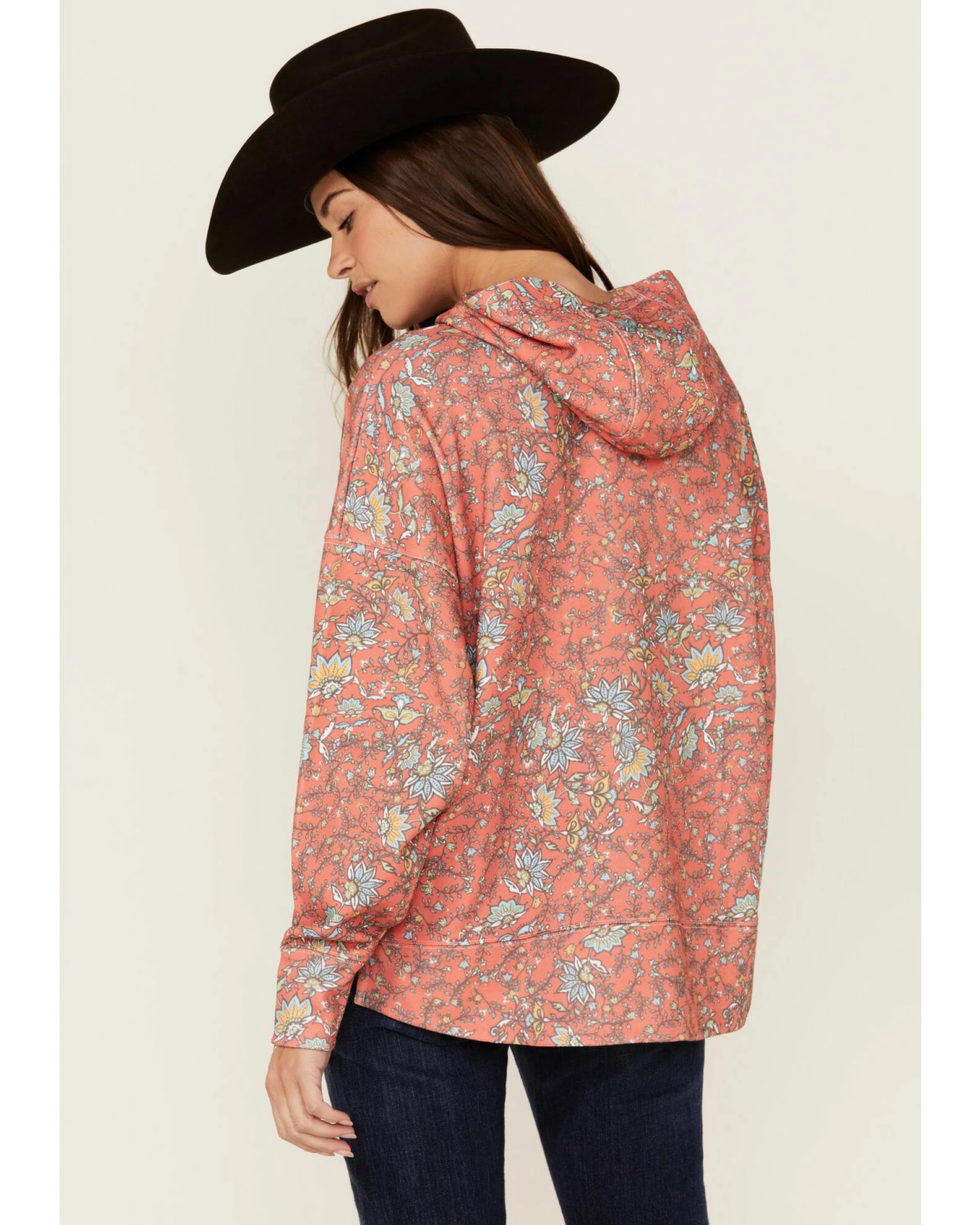 Hooey Women's Oversized Allover Floral Print Red Pullover Hoodie 6 Hooey Women's Oversized Allover Floral Print Red Pullover Hoodie - Image 4