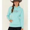 Hooey Women's Solid Serape Logo Pullover Sweatshirt Hoodie Teal -Hooey Shop 2000360948 442 P1