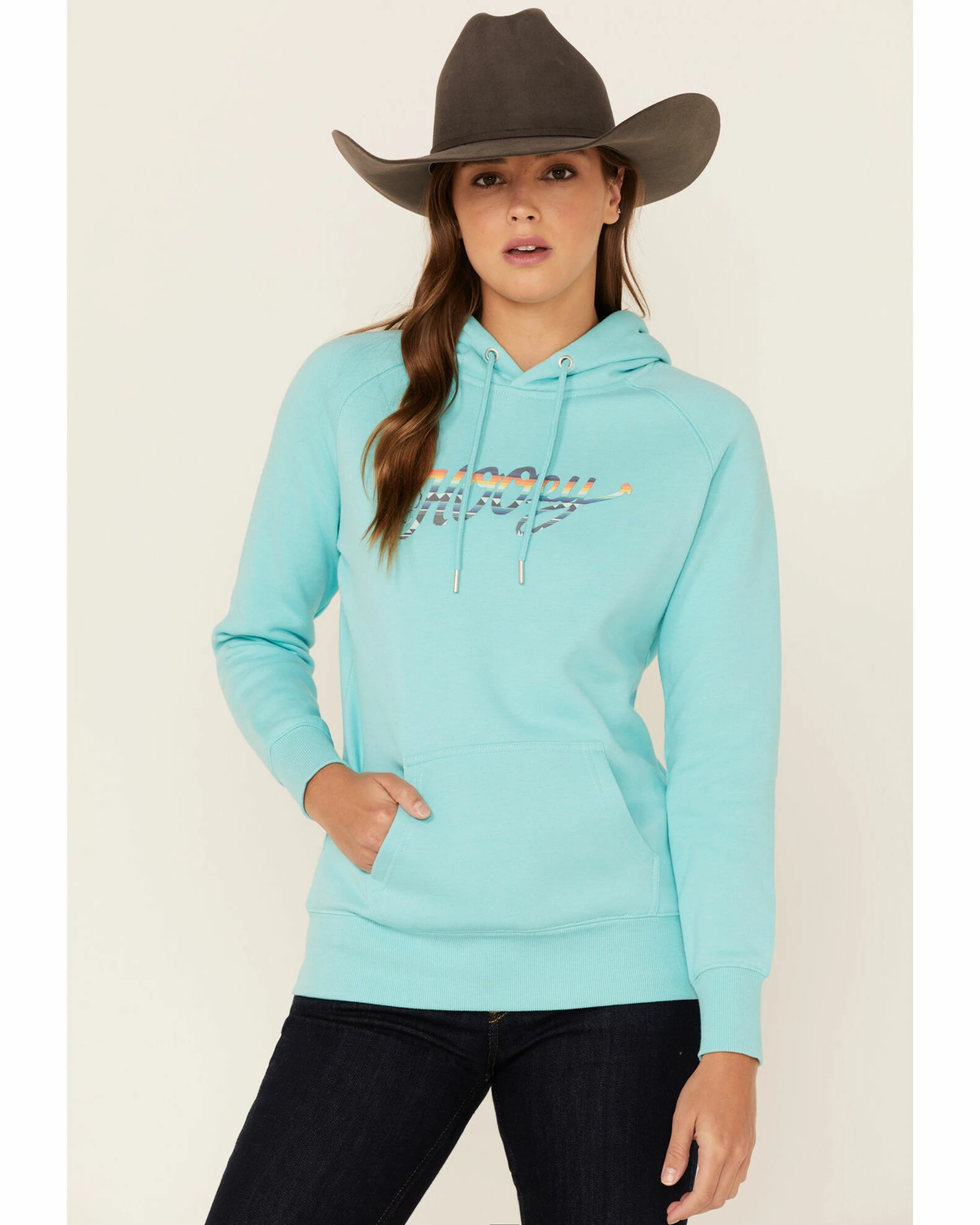 Hooey Women's Solid Serape Logo Pullover Sweatshirt Hoodie Teal 3 Hooey Women's Solid Serape Logo Pullover Sweatshirt Hoodie Teal
