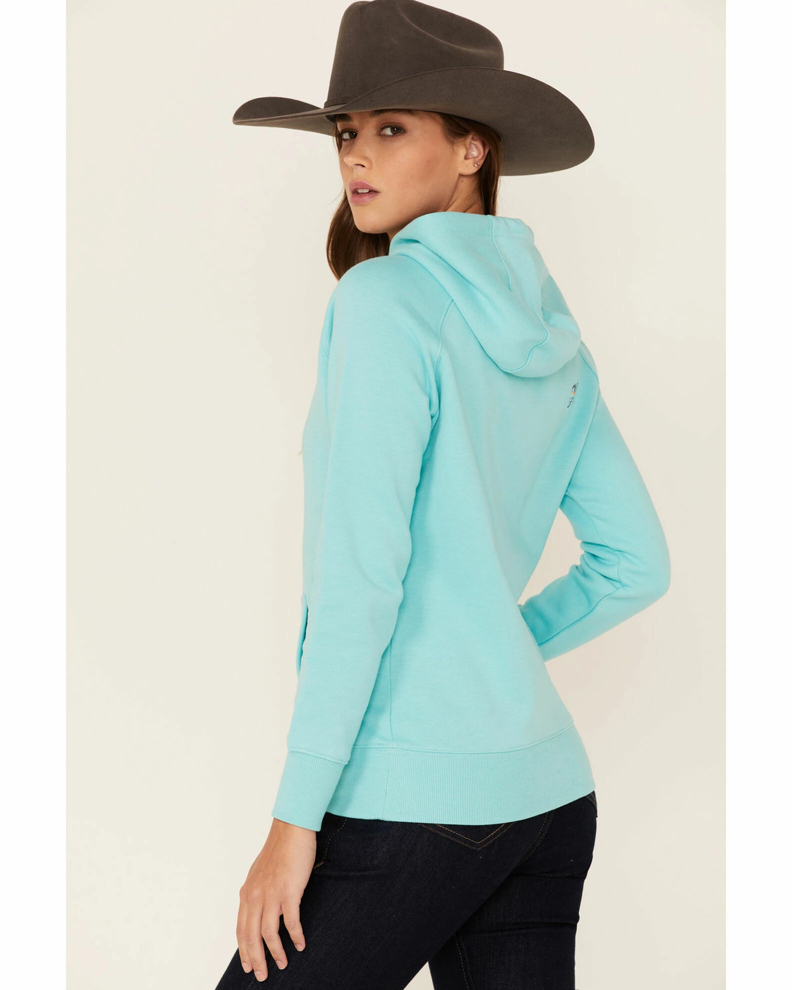 Hooey Women's Solid Serape Logo Pullover Sweatshirt Hoodie Teal 5 Hooey Women's Solid Serape Logo Pullover Sweatshirt Hoodie Teal - Image 3