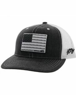 Hooey Kids' Liberty Roper Flag Patch Mesh Back Trucker Cap For Unisex-Kid Black