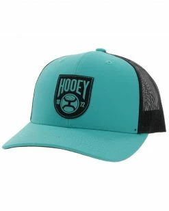 Hooey Men's Bronx Rubber Logo Patch Mesh Back Trucker Cap Turquoise