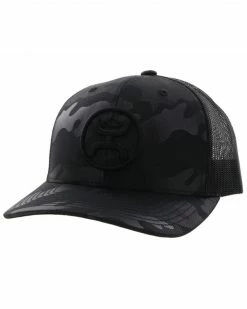 Hooey Kids' O Classic Embroidered Logo Camo Print Mesh Back Trucker Cap For Unisex-Kid Black