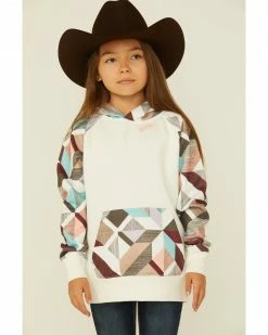 Hooey Youth Girls' Morocco Geo Print Hoodie Ivory