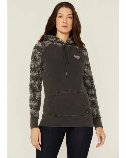 Hooey Women's Rope Like A Girl Bandana Print Pullover Hoodie Sweatshirt Charcoal -Hooey Shop 2000363502 022 P1 1