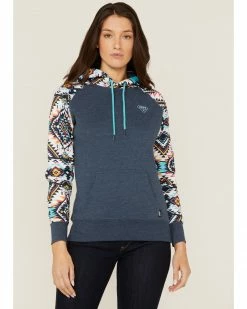 Hooey Women's Rope Like A Girl Southwestern Pullover Hoodie Sweatshirt Navy -Hooey Shop 2000363503 410 P1 1