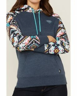 Hooey Women's Rope Like A Girl Southwestern Pullover Hoodie Sweatshirt Navy -Hooey Shop 2000363503 410 P3