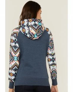 Hooey Women's Rope Like A Girl Southwestern Pullover Hoodie Sweatshirt Navy -Hooey Shop 2000363503 410 P4