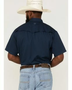 HOOey Men's Sol Solid Navy Short Sleeve Snap Western Shirt  -Hooey Shop 2000363523 410 P4