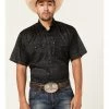 HOOey Men's Punchy Southwestern Print Habitat Sol Short Sleeve Snap Western Shirt  Black -Hooey Shop 2000363524 001 P1