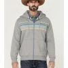 HOOey Men's Chest Stripe Light Grey Zip-Front Hooded Sweatshirt  -Hooey Shop 2000363526 025 P1