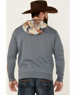 HOOey Men's Blue Palm Tree Print Sleeve Hooded Sweatshirt  -Hooey Shop 2000363528 400 P4