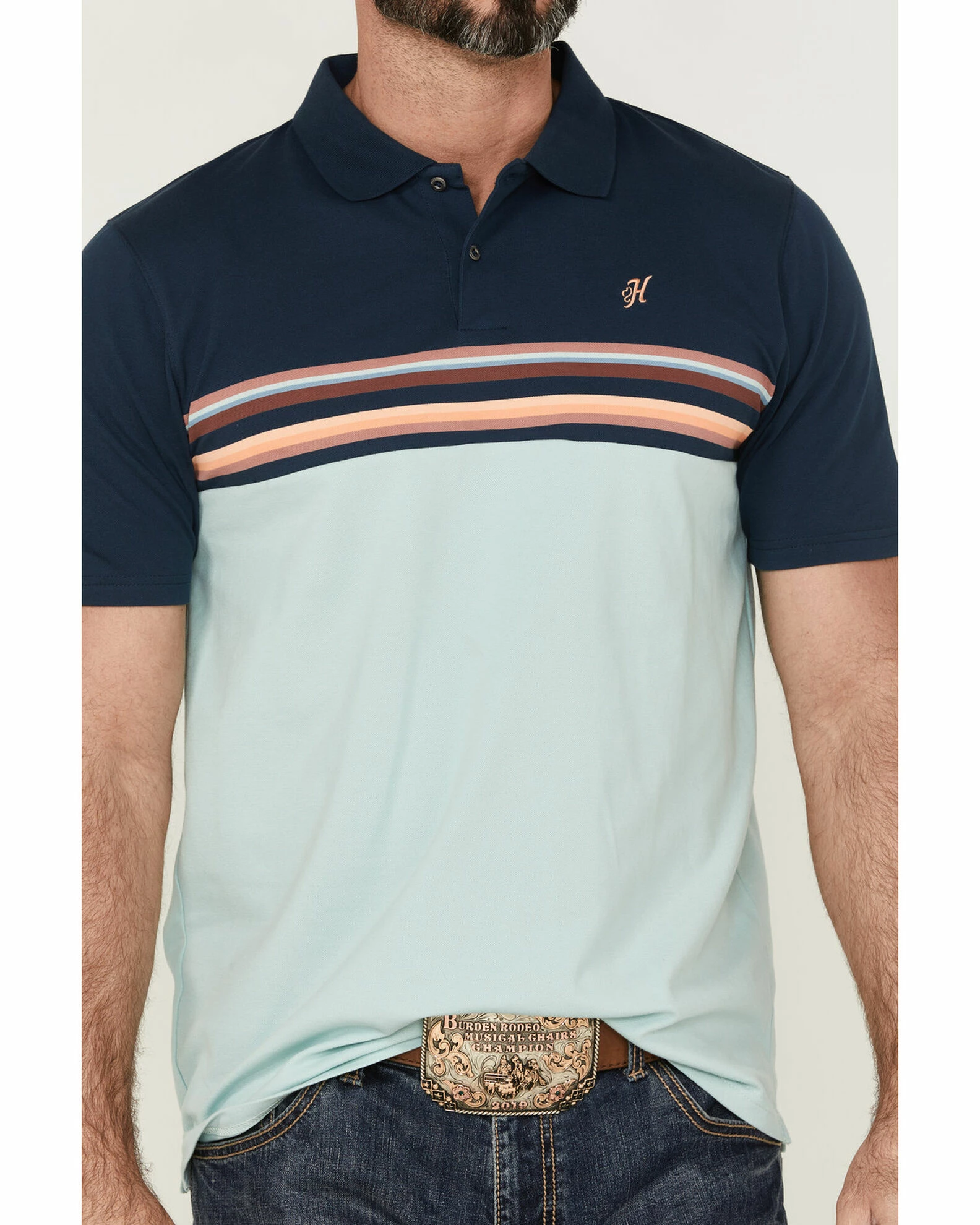 HOOey Men's Maverick Pique Stripe Polo Shirt 5 HOOey Men's Maverick Pique Stripe Polo Shirt - Image 3