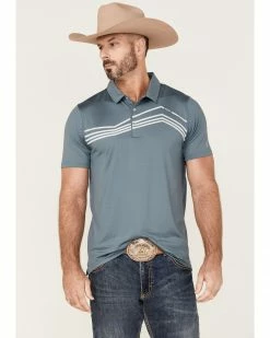 HOOey Men's The Weekender Embossed Stripe Polo Shirt  Blue -Hooey Shop 2000364343 400 P1 1