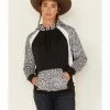 Hooey Women's Cheetah Print Contrast Savannah Hoodie Black/white