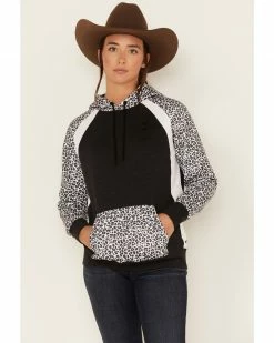 Hooey Women's Cheetah Print Contrast Savannah Hoodie Black/white