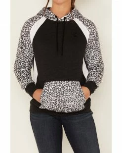 Hooey Women's Cheetah Print Contrast Savannah Hoodie Black/white -Hooey Shop 2000369087 944 P3