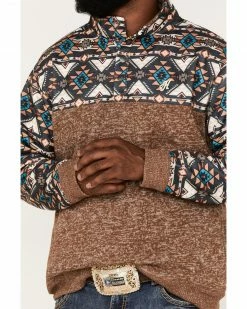 Hooey Men's Southwestern Print 1/4 Snap Pullover Sweatshirt Brown -Hooey Shop 2000370560 200 P3