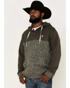 Hooey Men's Jimmy Quilted 1/4 Button Hooded Sweatshirt Brown -Hooey Shop 2000370562 200 P1 1