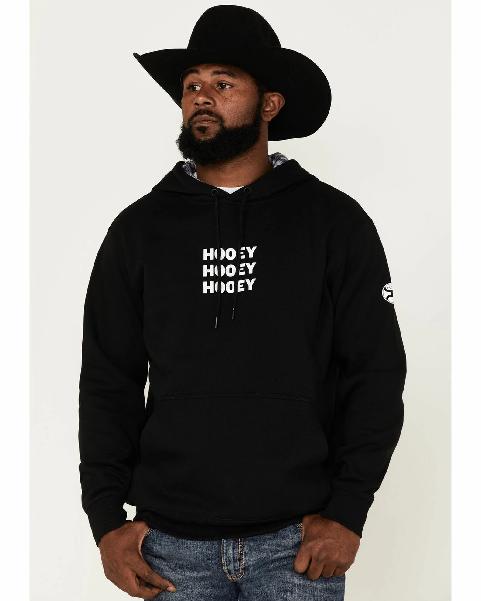 Hooey Men's "Tres" Logo Hooded Sweatshirt Black 3 Hooey Men's "Tres" Logo Hooded Sweatshirt Black