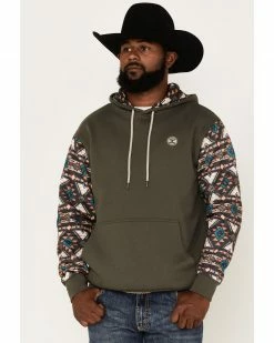 Hooey Men's Summit Southwestern Print Hooded Sweatshirt Brown