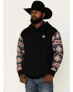 Hooey Men's Summit Southwestern Print Pullover Hooded Sweatshirt Black