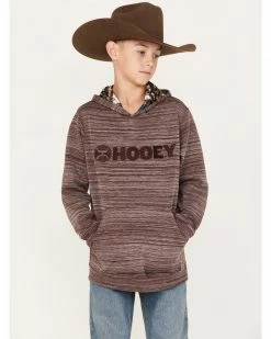 Hooey Boys' Space Dye Embroidered Logo Hooded Sweatshirt Burgundy