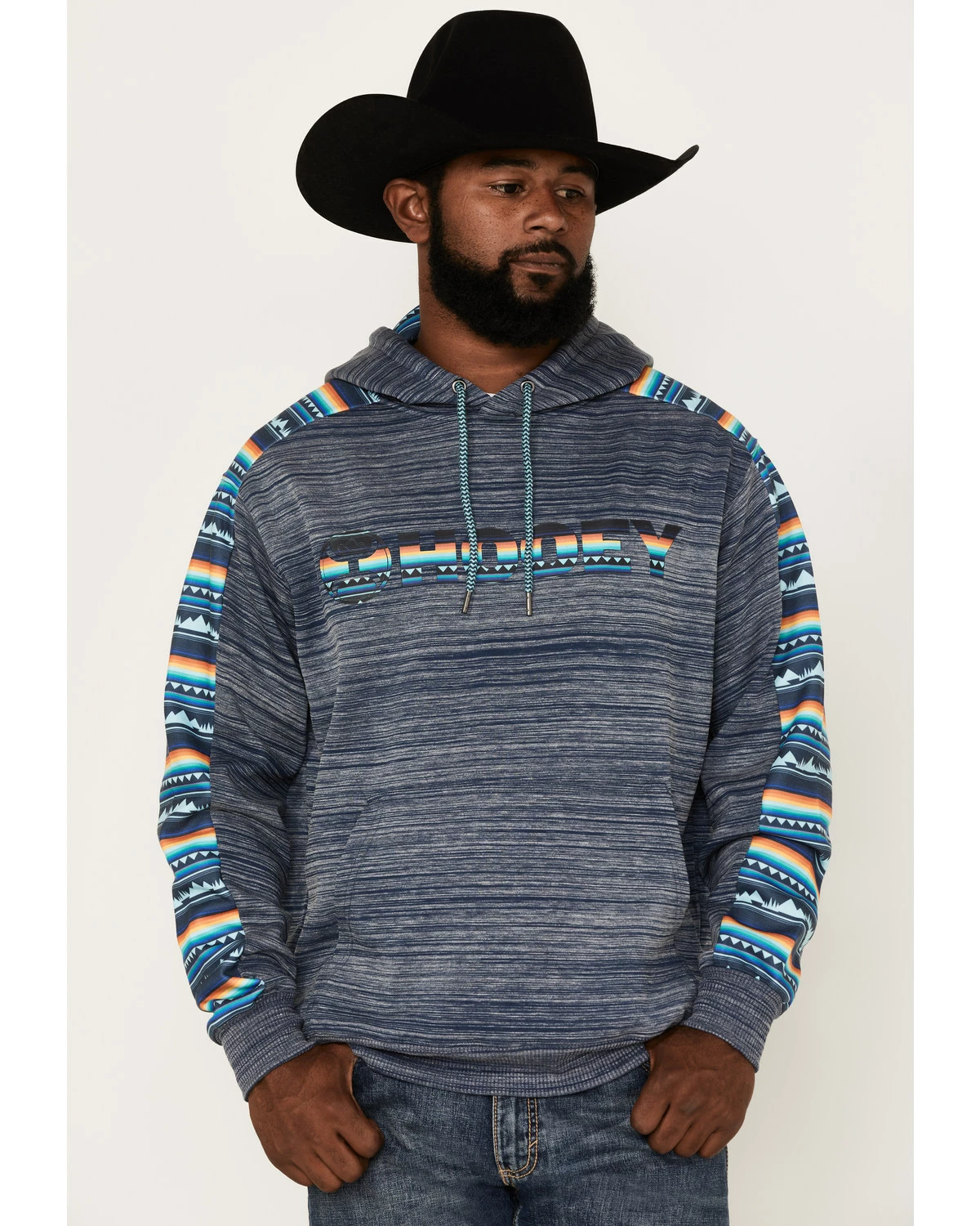 Hooey Men's Stripe Landscape Logo Hooded Sweatshirt Navy 7 Hooey Men's Stripe Landscape Logo Hooded Sweatshirt Navy - Image 5