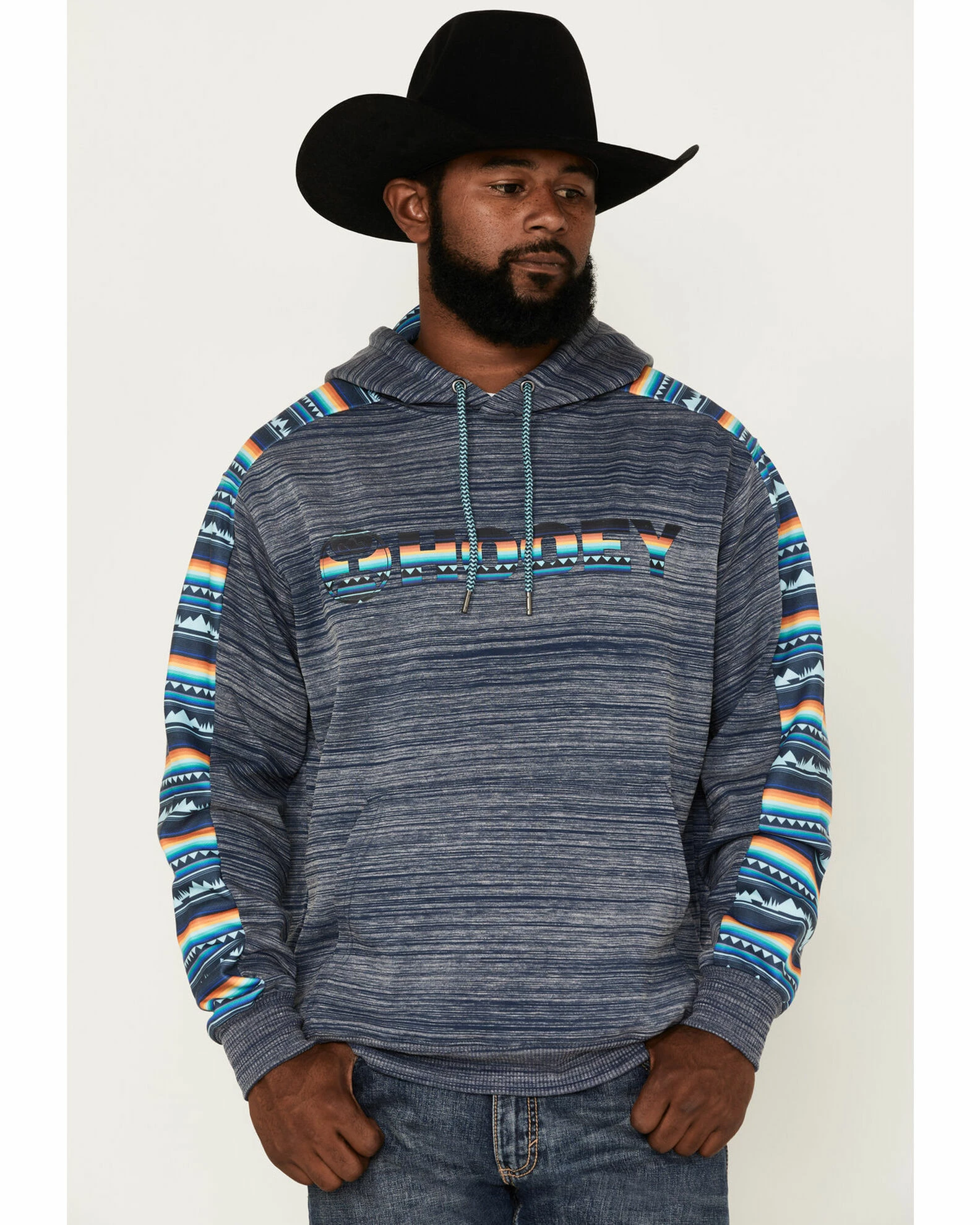 Hooey Men's Stripe Landscape Logo Hooded Sweatshirt Navy 3 Hooey Men's Stripe Landscape Logo Hooded Sweatshirt Navy