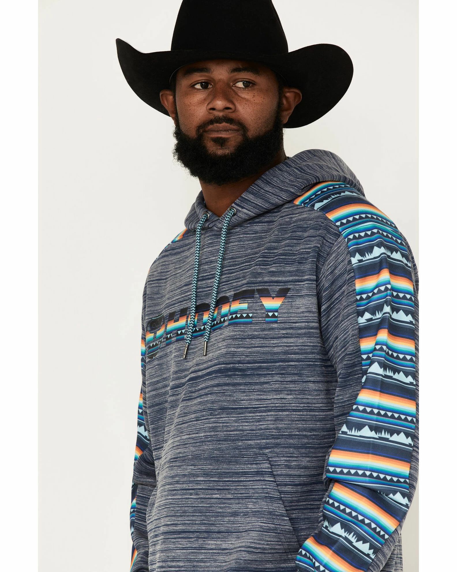 Hooey Men's Stripe Landscape Logo Hooded Sweatshirt Navy 4 Hooey Men's Stripe Landscape Logo Hooded Sweatshirt Navy - Image 2