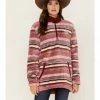 Hooey Women's Serape Stripe Print Quarter Zip Fleece Sweatshirt Pink -Hooey Shop 2000376312 650 P1