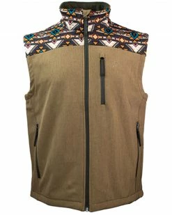 Hooey Boys' Tan Southwest Color Block Softshell Vest
