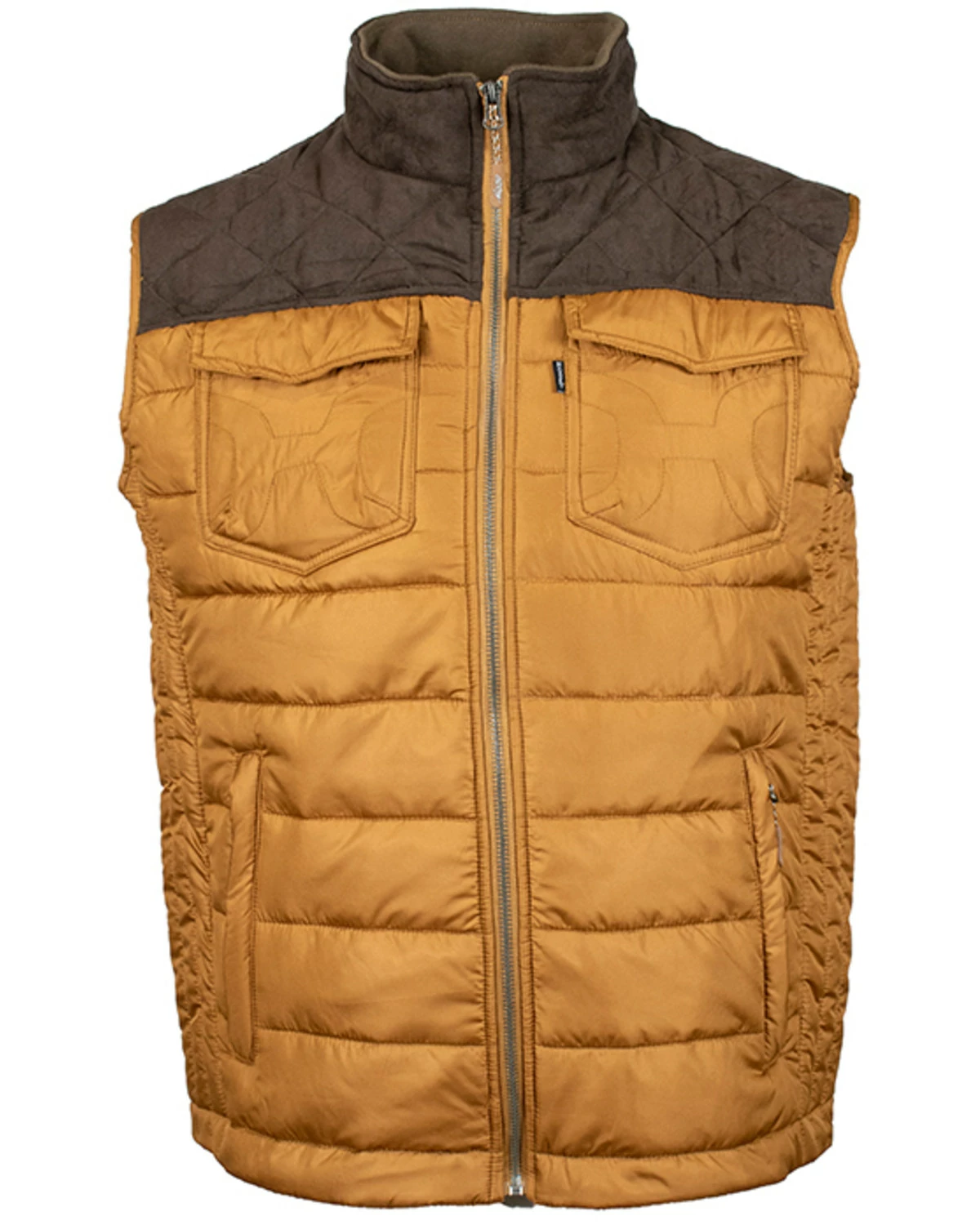 Hooey Boys' Color Block Packable Quilted Puff Zip Vest Tan 4 Hooey Boys' Color Block Packable Quilted Puff Zip Vest Tan - Image 2