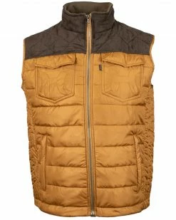 Hooey Boys' Color Block Packable Quilted Puff Zip Vest Tan