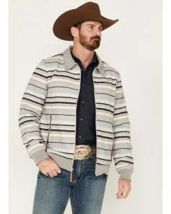 HOOey Men's Satin Lined Stripe Zip-Front Jacket  Grey -Hooey Shop 2000376720 020 P1 1