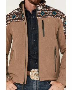 HOOey Men's Southwestern Color-Block Print Zip-Front Softshell Jacket  Tan -Hooey Shop 2000376725 280 P3