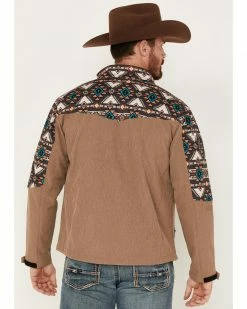 HOOey Men's Southwestern Color-Block Print Zip-Front Softshell Jacket  Tan -Hooey Shop 2000376725 280 P4