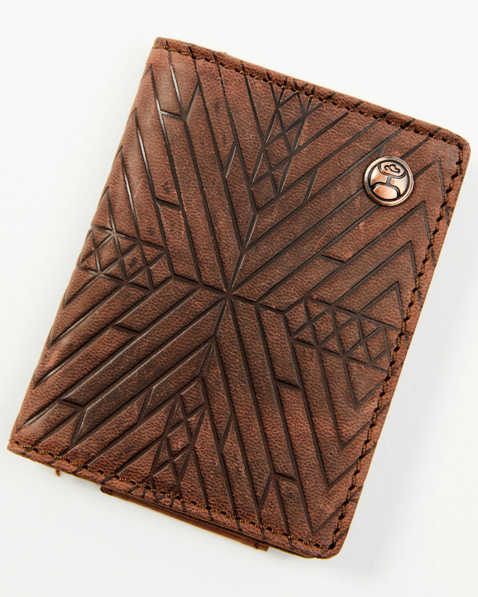 Hooey Men's Brown Southwestern Embossed Bi-Fold Money Clip Wallet 3 Hooey Men's Brown Southwestern Embossed Bi-Fold Money Clip Wallet