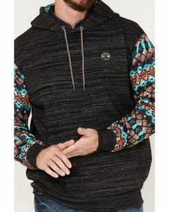 Hooey Men's Space Dye Southwestern Sleeve Hooded Sweatshirt Charcoal -Hooey Shop 2000378988 022 P3