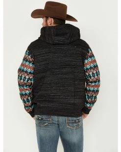 Hooey Men's Space Dye Southwestern Sleeve Hooded Sweatshirt Charcoal -Hooey Shop 2000378988 022 P4
