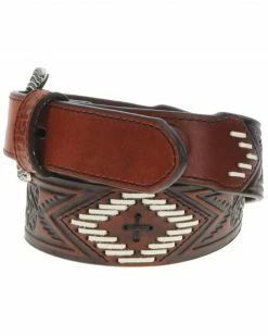 Hooey Men's Choctaw Roughy Tooled And Laced Belt Cognac 8 Hooey Men's Choctaw Roughy Tooled And Laced Belt Cognac -Hooey Shop 2000379062 235 P3